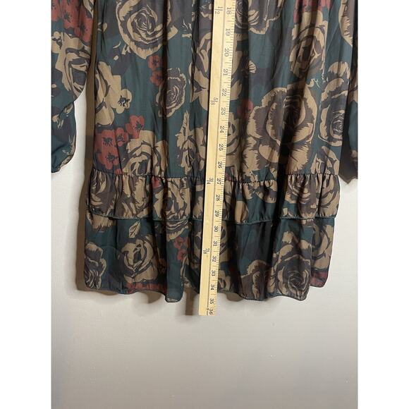 Floral Dress Mock Neck Lantern Sleeve Ruffle Hem Floral Dress Size Large - Picture 4 of 7